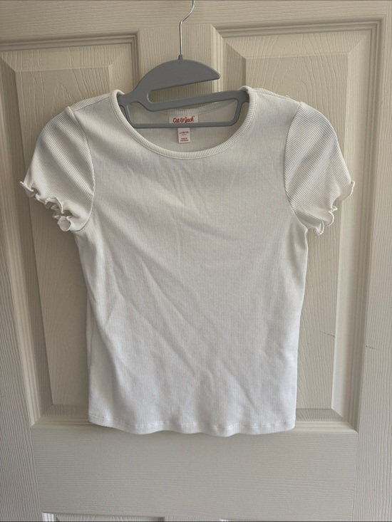 Cat & Jack Other - Cat & Jack White Ribbed Tee with Ruffle Sleeves